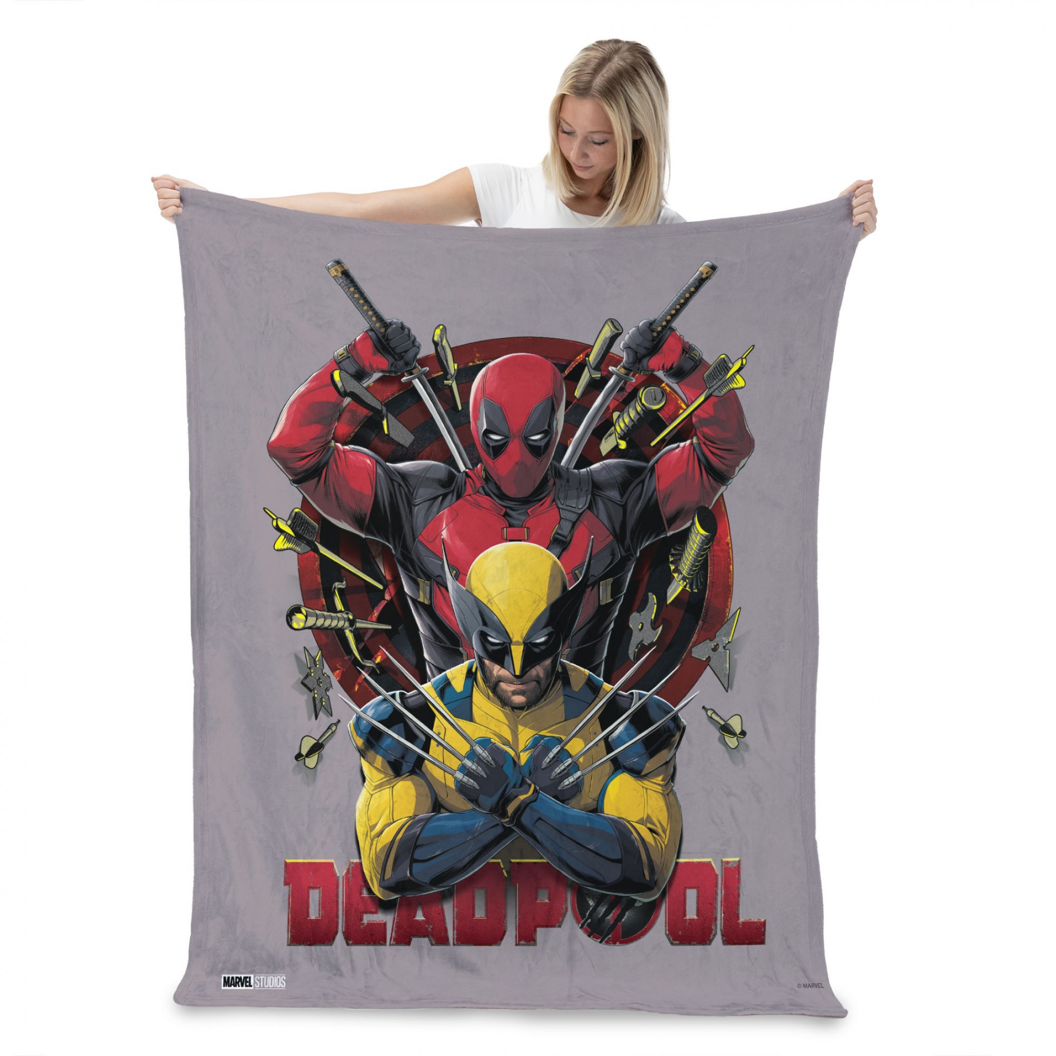 Deadpool & Wolverine Marvel Studios Dead Serious Silk Throw Blanket